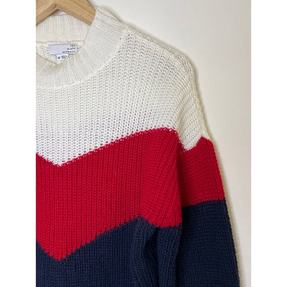Ten Sixty Sherman Chevron Stripe Colorblock High-Neck Sweater - Picture 4 of 16